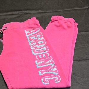 Aeropostale Pink Sweatpants with Athletic Print